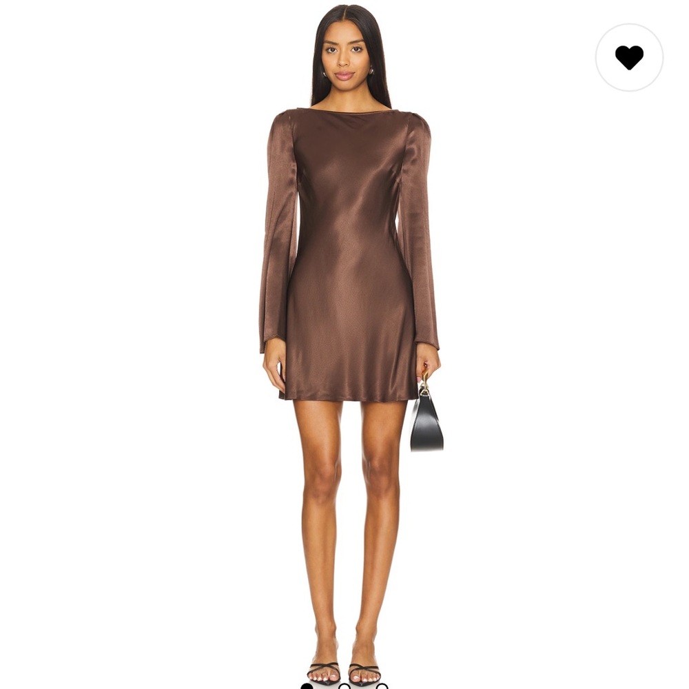 Silk Mini Dress in Coffee Brown NWT